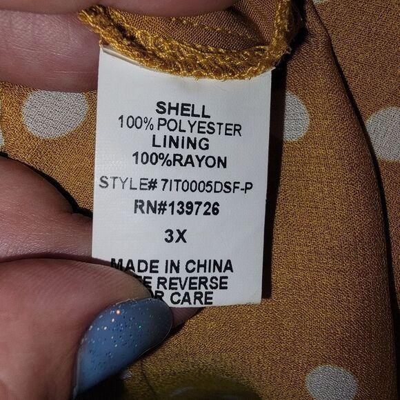 Honey Punch polka-dot blouson wrap top shirt size 3x - Picture 6 of 6